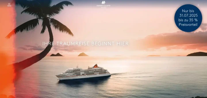 Hapag Lloyde Traumreisen-Angebot mit bis zu 35% Rabatt.