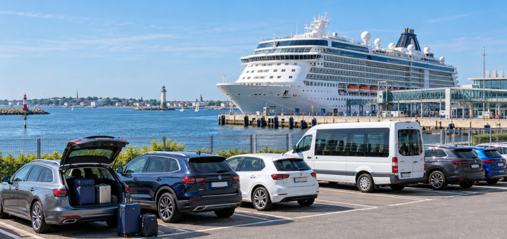 Kreuzfahrtparken in Rostock Warnemünde.