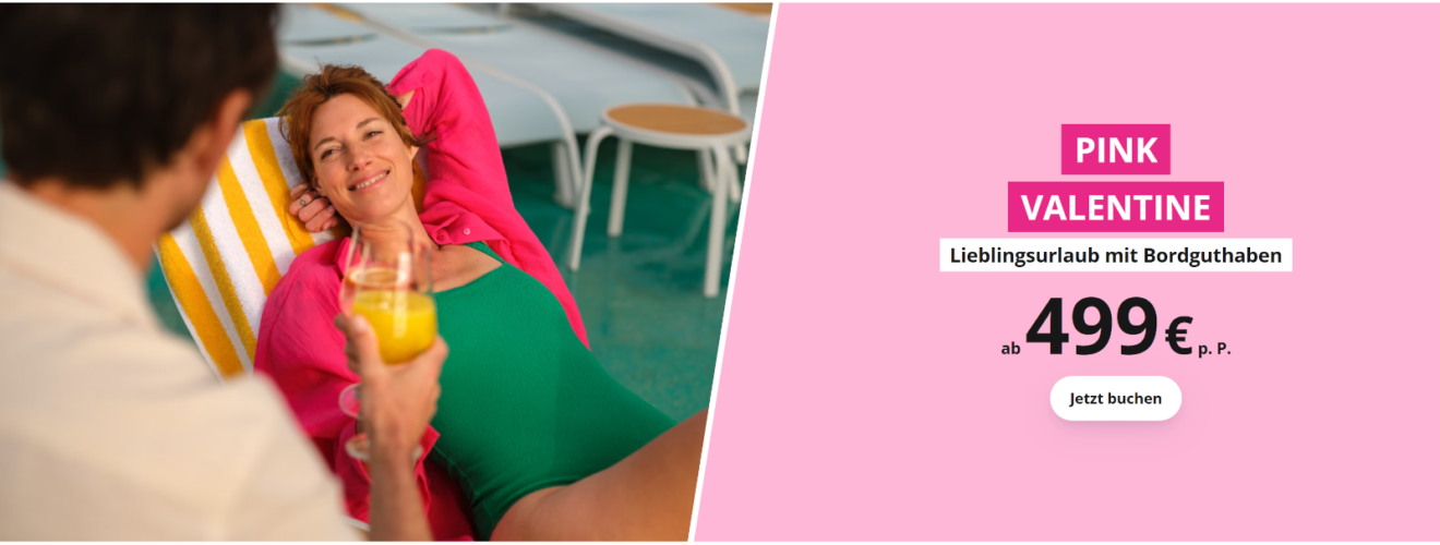 AIDA Pink Valentine 2026 - Kreuzfahrten ab 499€ buchen